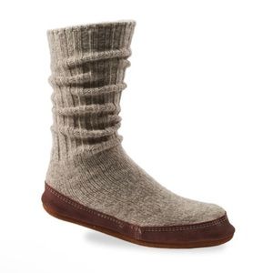 Acorn Men’s The Original Slipper Sock Sz 10.5-11.5 Blue Brown Leather bottom